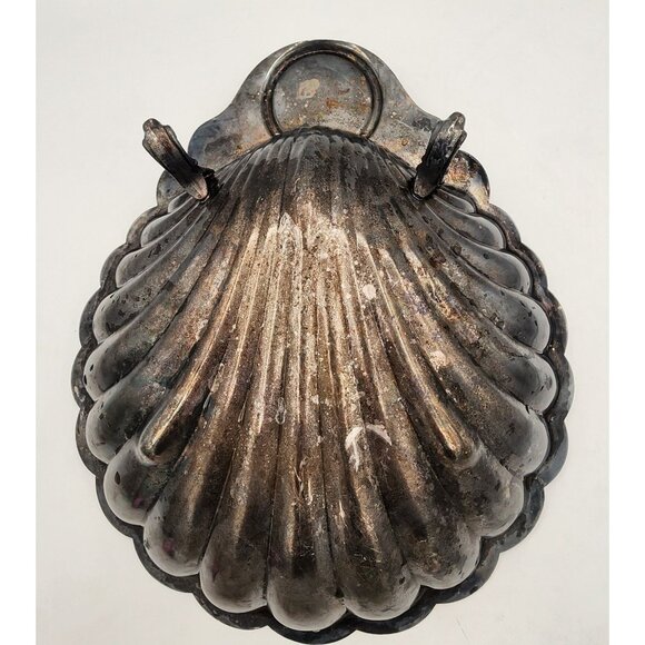 Vintage Silver-Plated Eales Scalloped Shell Footed Bowl Candle Holder Holiday - Picture 4 of 7